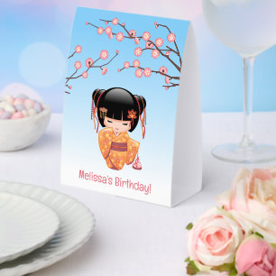 Ume Kokeshi Doll Japanese Geisha Blue