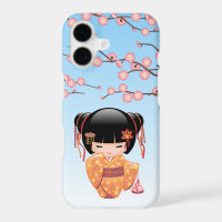 Ume Kokeshi Doll - Japanese Geisha Girl Blue