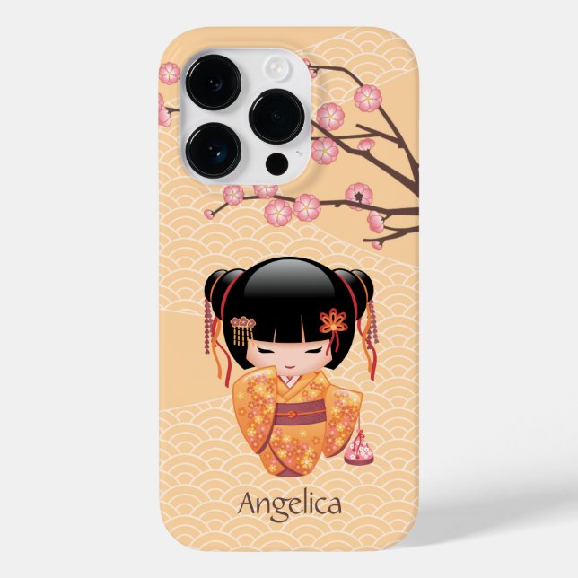 Ume Kokeshi Doll - Japanese Peach Geisha Girl Case-Mate iPhone Case (Back)