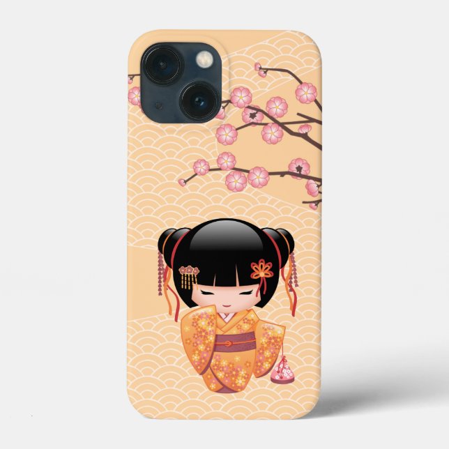 Ume Kokeshi Doll - Japanese Peach Geisha Girl Case-Mate iPhone Case (Back)