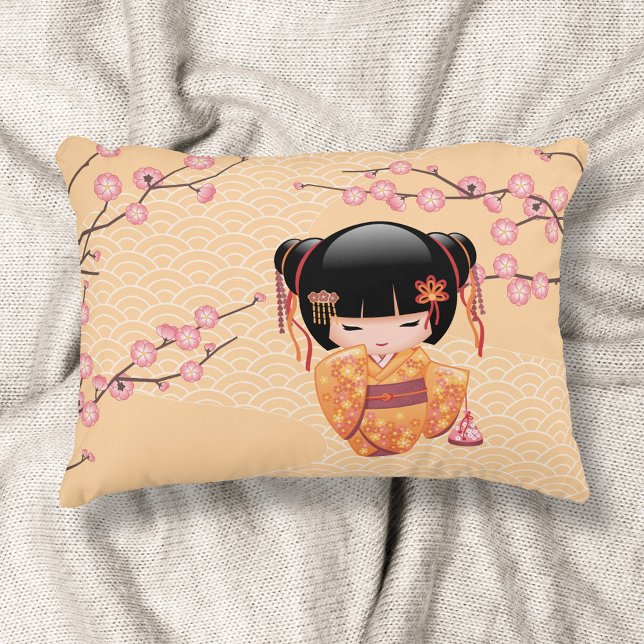 Ume Kokeshi Doll - Japanese Peach Geisha Girl Decorative Cushion (Creator Uploaded)