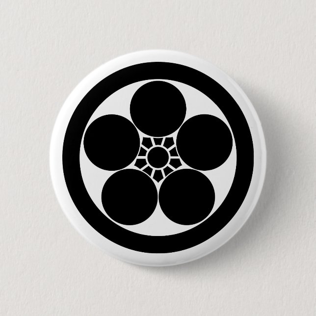 Umebachi-style plum blossom in circle 6 cm round badge (Front)