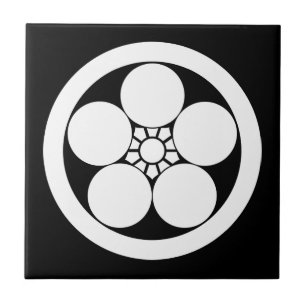 Umebachi-style plum blossom in circle ceramic tile
