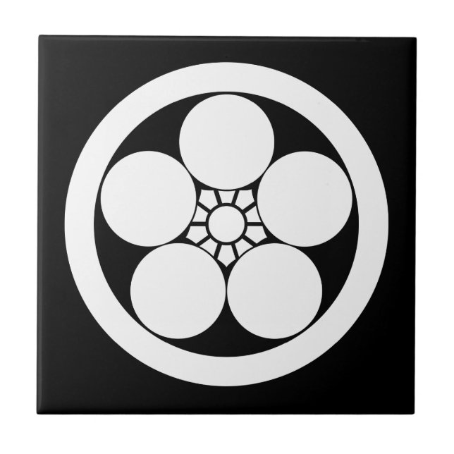 Umebachi-style plum blossom in circle ceramic tile (Front)