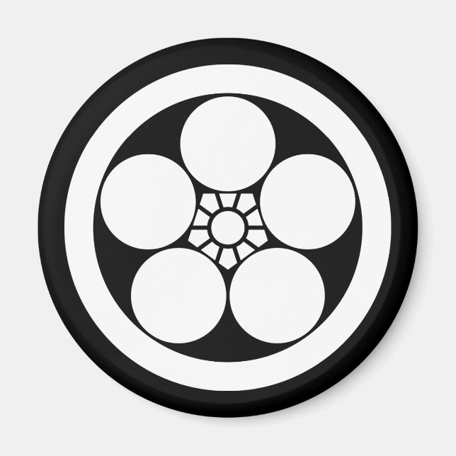 Umebachi-style plum blossom in circle magnet (Front)