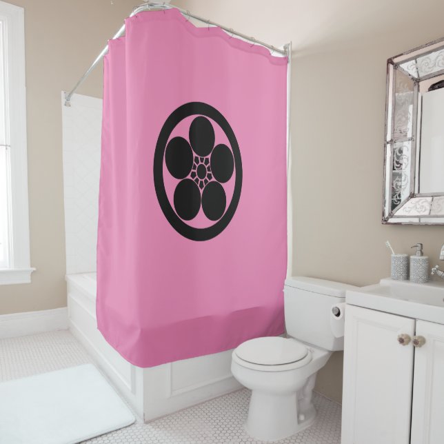 Umebachi-style plum blossom in circle shower curtain (In Situ)
