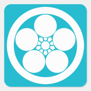 Umebachi-style plum blossom in circle square sticker