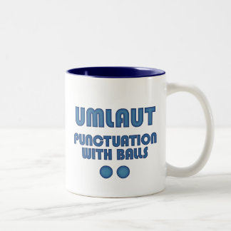 Umlaut Balls (Blue) Two-Tone Coffee Mug