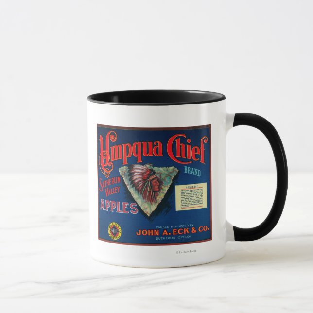 Umpqua Chief Apple Crate LabelSutherlin, OR Mug (Right)