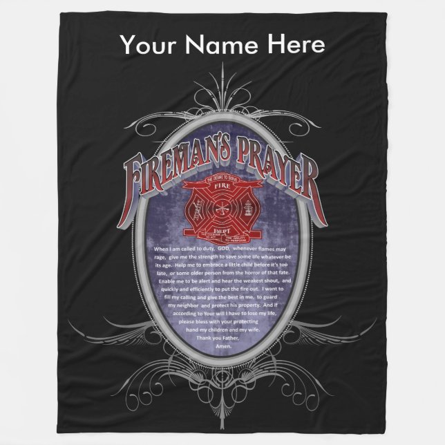 Umsted Design Personalised Firefighter's Prayer Fleece Blanket (Front)