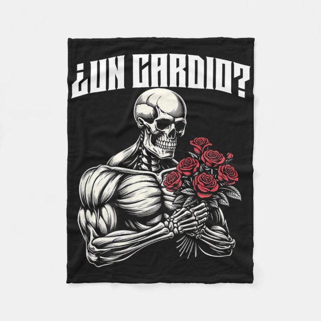 Un Cardio Espalda. Calaca Con Flores Rosas  Fleece Blanket (Front)