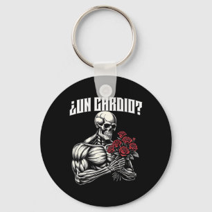 Un Cardio Espalda. Calaca Con Flores Rosas Key Ring