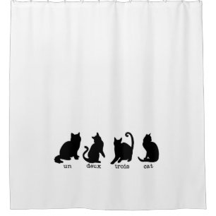 un deux trois cat black silhouette cats bathroom shower curtain