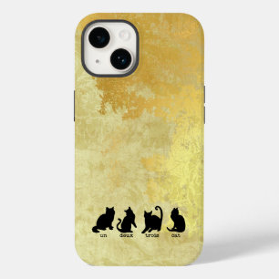 un deux trois cat faux gold leaf distressed cute C Case-Mate iPhone 14 Case