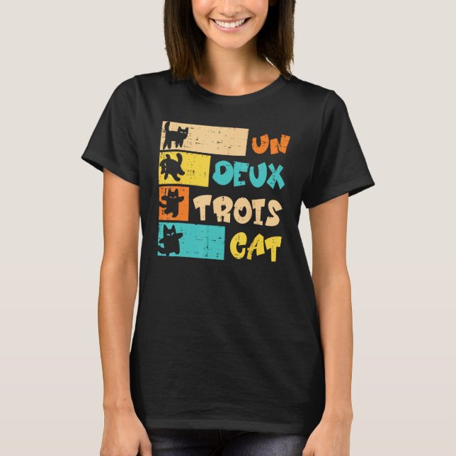 Un Deux Trois Cat French Retro Men Women Boys Kid  T-Shirt (Front)