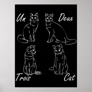 Un Deux Trois Cat Funny French Poster