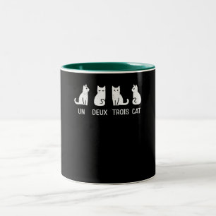 un deux trois cat Two-Tone coffee mug