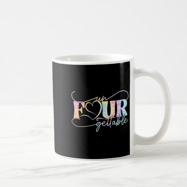 Un Four Gettable Heart Tie Dye 4th Birthday Girls  Coffee Mug (Right)