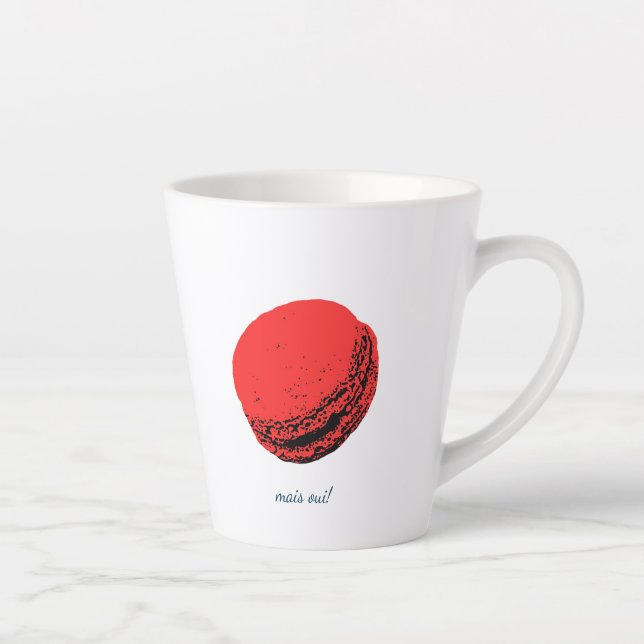 un macaron fraise par jour! latte mug (Right)