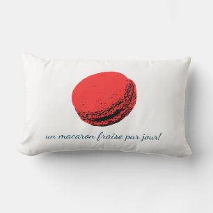 un macaron fraise par jour! lumbar cushion