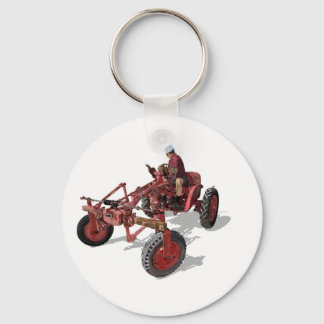 Un-restored Vintage Tractor Red Illustration Key Ring