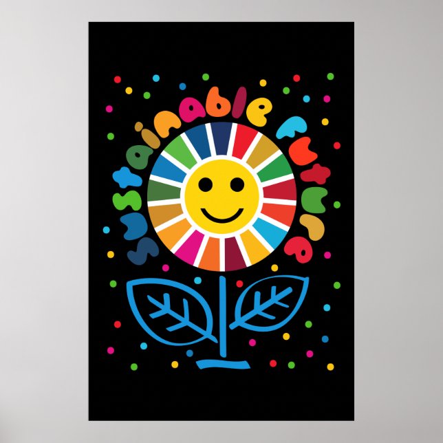 UN SDGs Global Goals 2030 Sustainable Future Poster (Front)