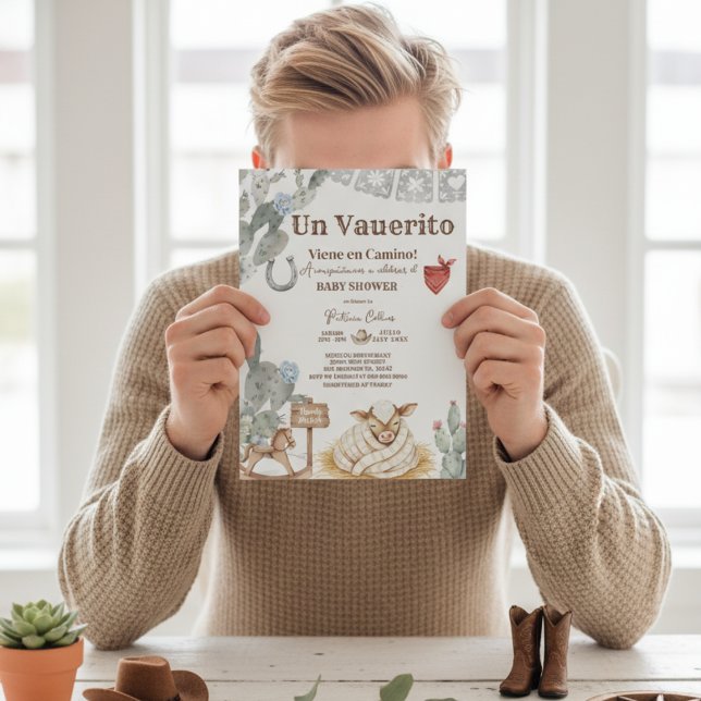 un vaquerito viene en camino rodeo baby shower invitation (Creator Uploaded)