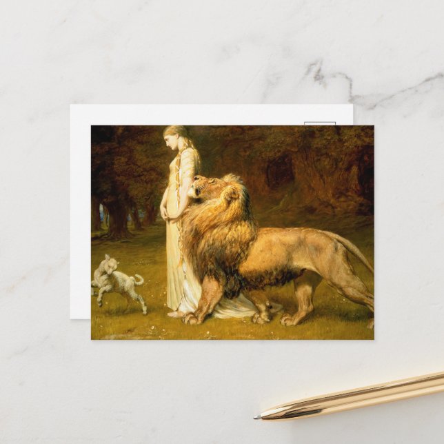 Una And Lion From Spensers Faerie Queene - Riviere Postcard (Front/Back In Situ)