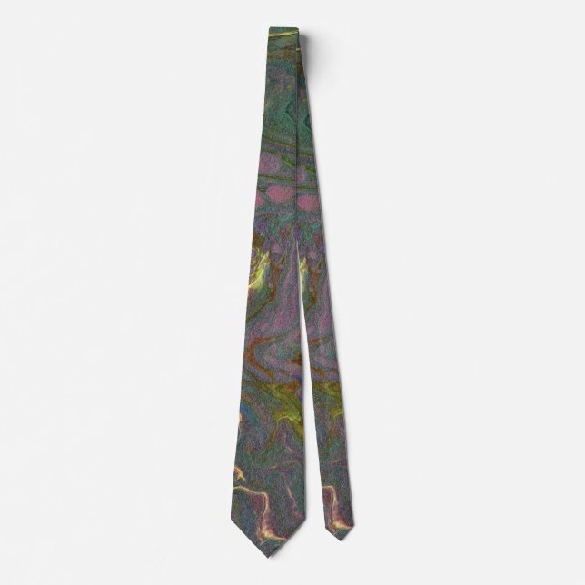Unaffected Green Purple Abstract Tie (Front)