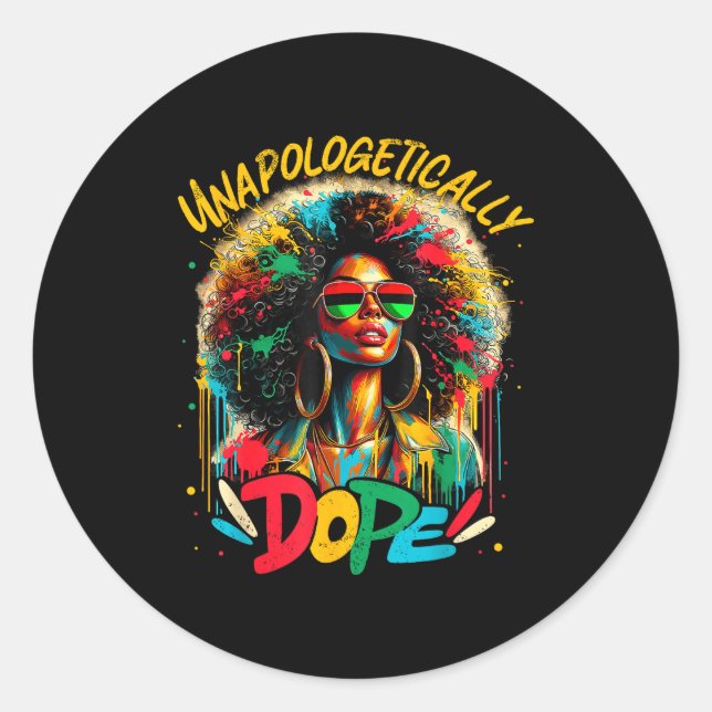 Unalogetically Afro Black Woman Black History Mela Classic Round Sticker (Front)