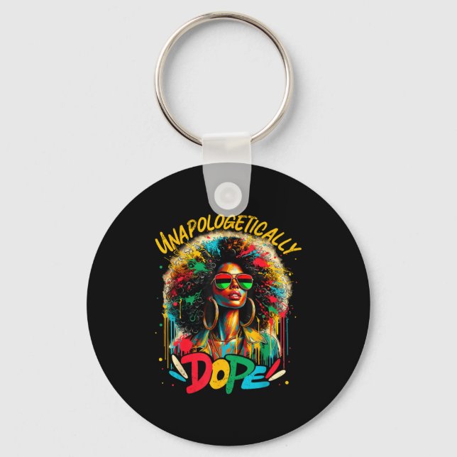 Unalogetically Afro Black Woman Black History Mela Key Ring (Front)