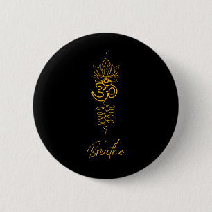 Unalome Symbol And Breath Yoga 6 Cm Round Badge