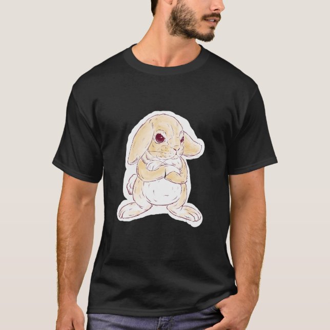 Unamused Rabbit Crossing little Fluffy Paws T-Shirt (Front)