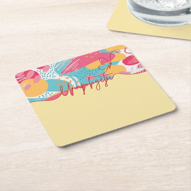 Unapologetic Bold Feminine Statement Square Paper Coaster (Angled)