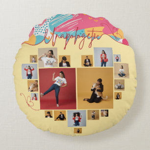 Unapologetic Personalised Feminine Photo Collage  Round Cushion