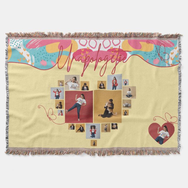 Unapologetic Personalized Feminine Photo Collage Throw Blanket (Front)