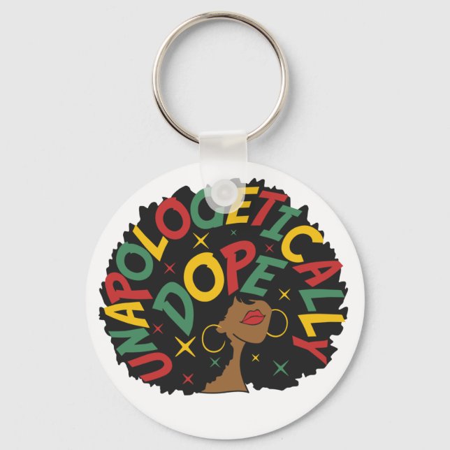Unapologetically Dope Black Girl Afro Key Ring (Front)