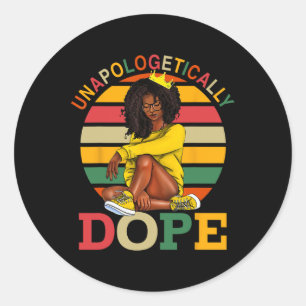 Unapologetically Drug Afro Black History Month Mel Classic Round Sticker
