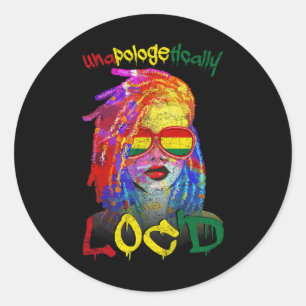 Unapologetically Loc'd Afro Melanin Queen Art June Classic Round Sticker