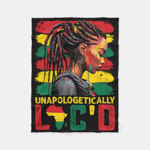 Unapologetically Loc'd Hair Black Queen Afro Woman Fleece Blanket