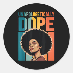 Unapologetically Retro Afro Black Girl Classic Round Sticker