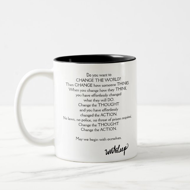 unASLEEP Eye-Con Coffee Mug, Black Two-Tone Coffee Mug (Left)