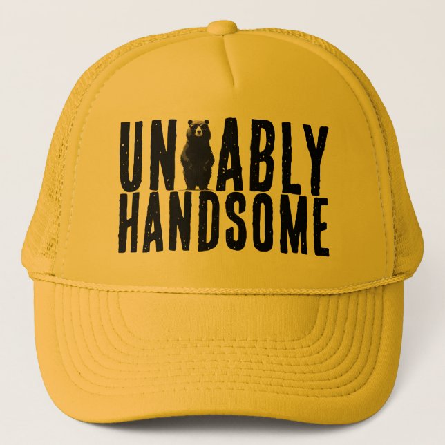 Unbearably Handsome Bear Trucker Hat (Front)