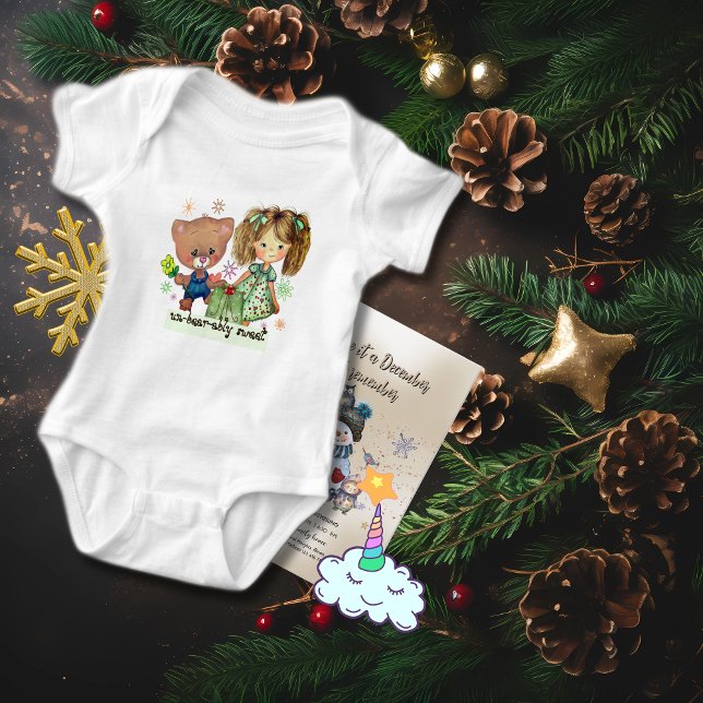 Unbearably Sweet Teddy Bear and a Girl Baby Bodysuit (Unbearably Sweet Teddy Bear and a Girl Baby Bodysuit)