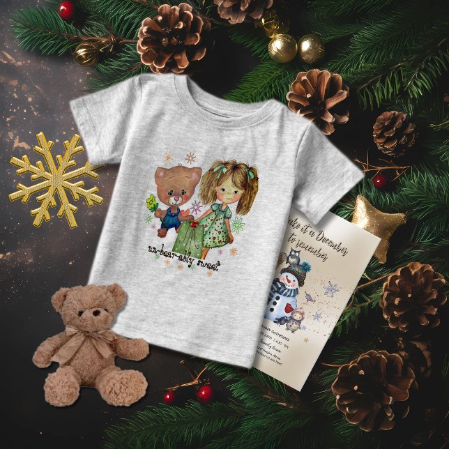Unbearably Sweet Teddy Bear and a Girl Baby T-Shirt (Unbearably Sweet Teddy Bear and a Girl Baby T-Shirt)