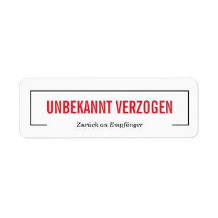 Unbekannt verzogen  return address label