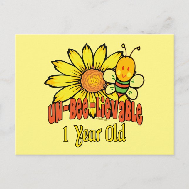 Unbelievable 1 Year Old - 1st Birthday Postcard (Front)