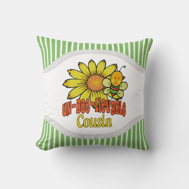 Unbelievable Cousin Sunflowers and Bees Cushion (Front)