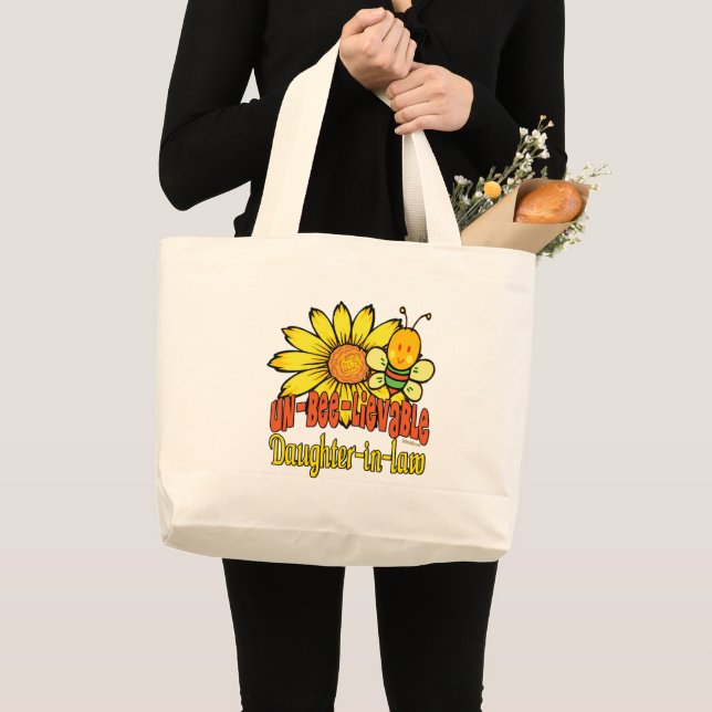 Unbelievable Daughter In Law Sunflowers and Bees Large Tote Bag (Front (Product))