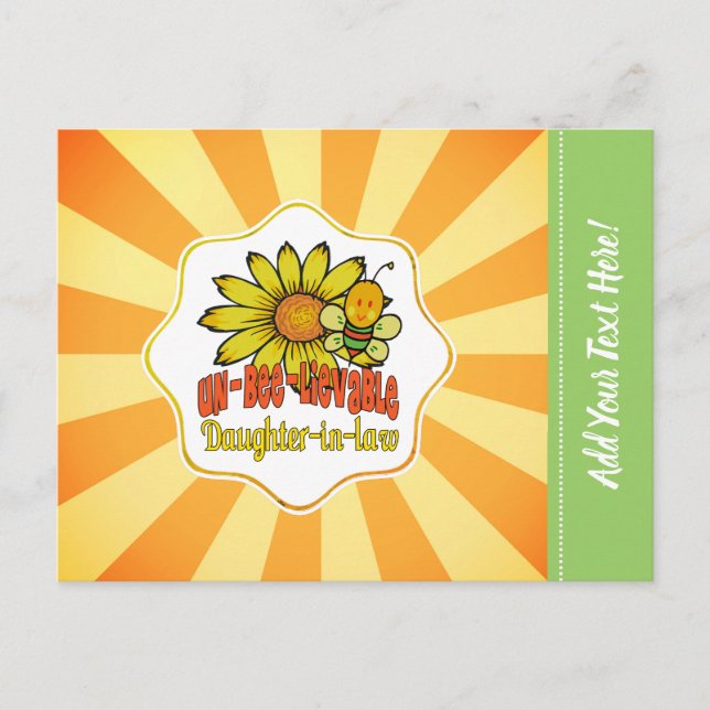 Unbelievable Daughter-in-law Sunflowers and Bees Postcard (Front)